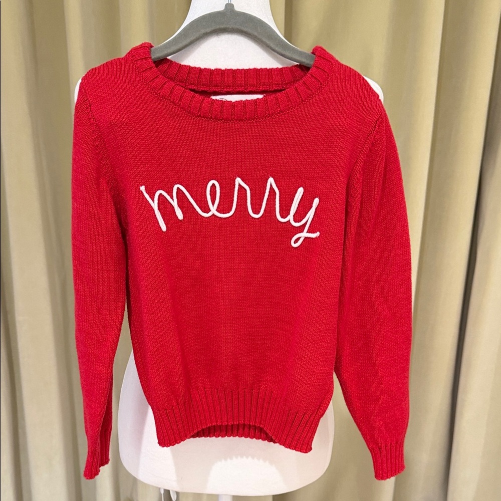 NWOT - Adventurewear - Girls Festive Red 'Merry' Kids Sweater - Size: 6X